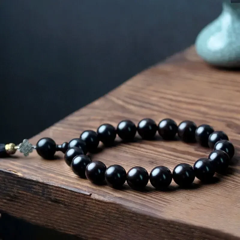 UMQ Original Handheld Bracelet Purple Sandalwood Ebony Agarwood Older Material Made Prayer Beads Couple Crafts Tassel Jewelry - Image 5