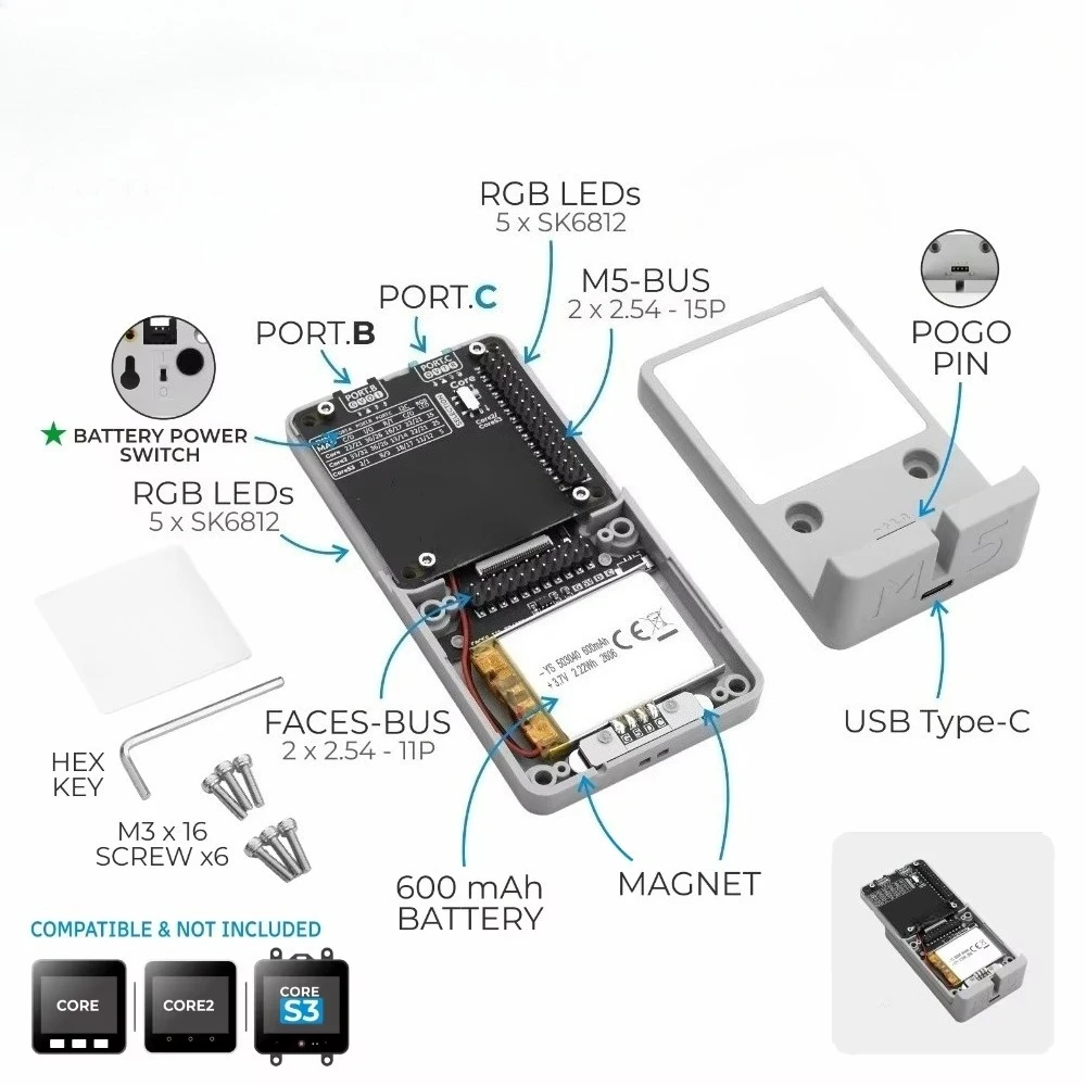 for M5Stack Faces Bottom3 Board Series Function Panel Expansion Modules for External Keyboards/Calculators/Gaming Controllers