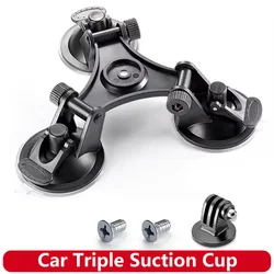 Car Triple Suction Cup Mount Holder For GoPro Hero 13 12 11 10 9 Insta360 SJCAM SJ4000 AKASO DJI Osmo Action Camera Accessories