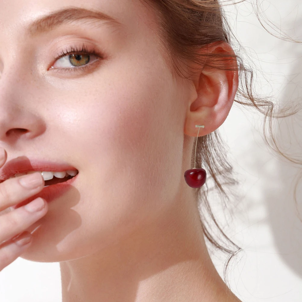 

1 Pair Creative Cherry Earring Adorable Ear Drop Delicate Ear Dangler Fashion Ear Jewelry for Woman Girl Lady