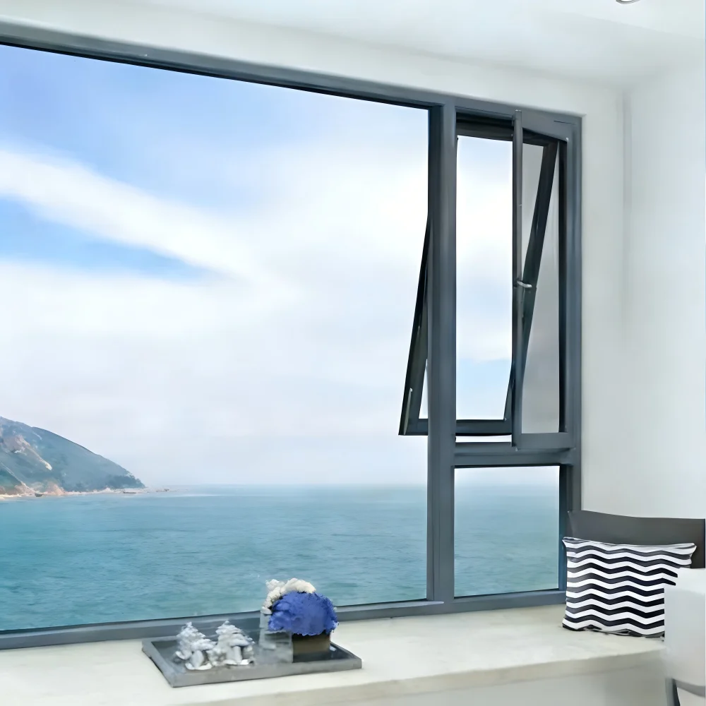Bedroom Exterior Swing Casement Window Thermal Break Double Glazed Soundproof Blackout Blind Stainless Steel Window