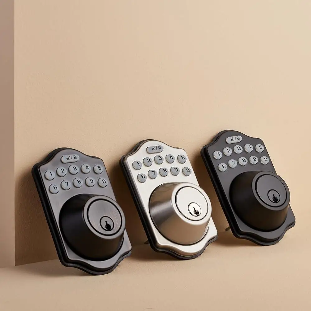 Keyless Electronic Keypad Deadbolt Lock with Key Entry 6 User Codes Automatic Locking Durable Home Security Solution