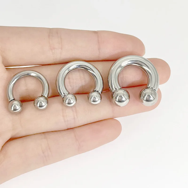 1pc Laege PA Ring Horseshoe Circular Barbell Stainless Steel Earring Nose Ring 0G 2G 4G 6G 8G 12G Body Jewelry for Men Women