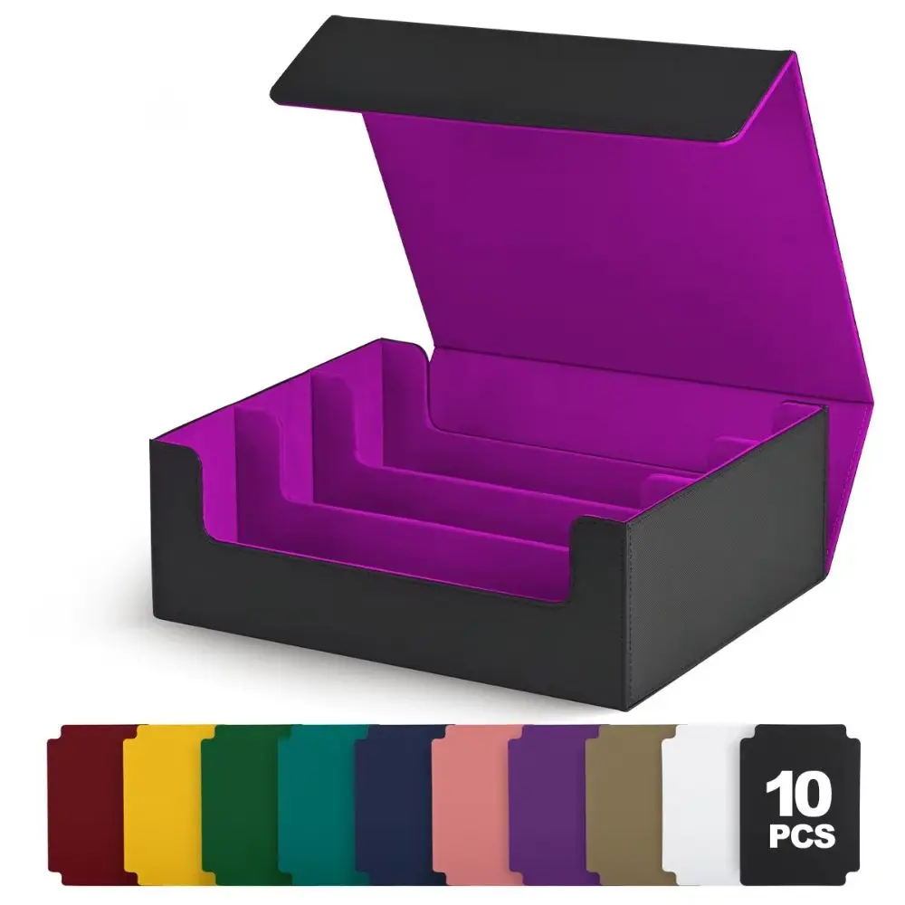 Display Window Game Card Organizer 10 Dividers Single Sleeved Cards Trading Card Storage Box Cards Case Magnetic Closure
