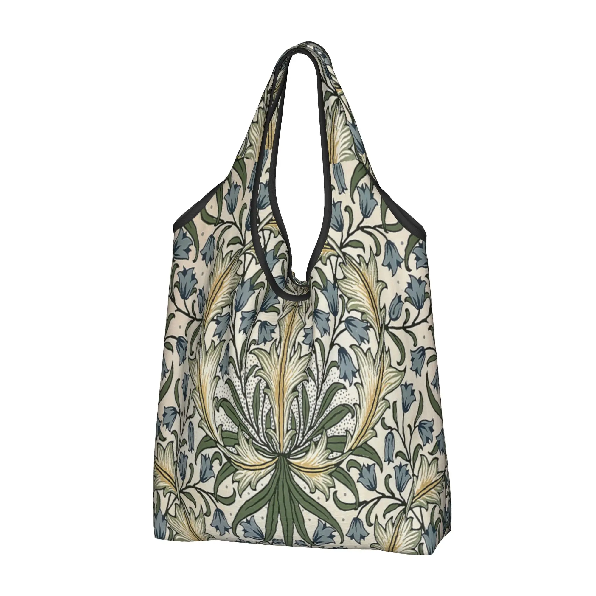 William Morris Grocery Tote Shopping Bag Women Custom Floral Textile Pattern Shoulder Shopper Bag Big Capacity Handbags
