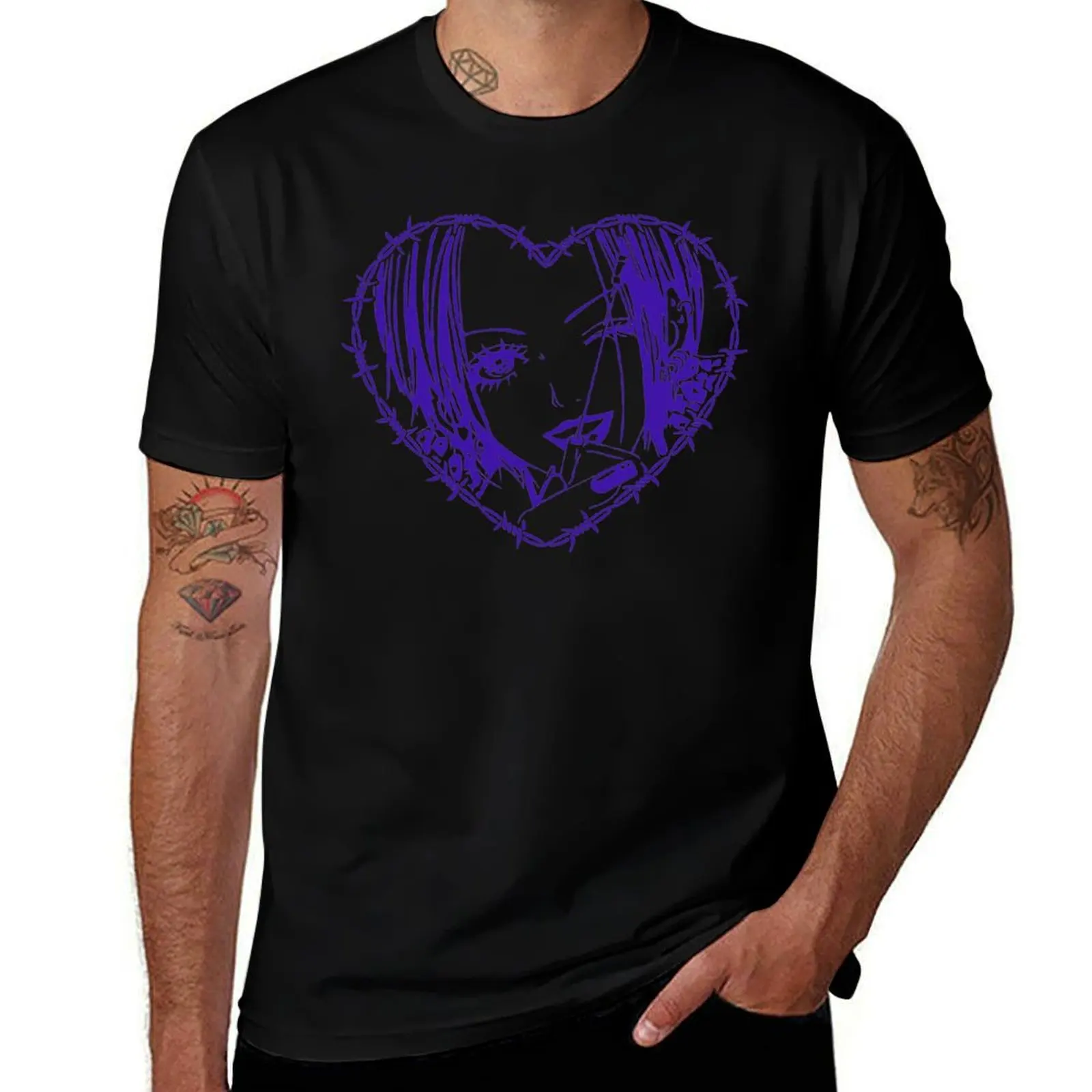 

Tangled Passion: Nana Osaki's Barbed Wire Heart T-Shirt Casual Breathable Short Sleeve Top