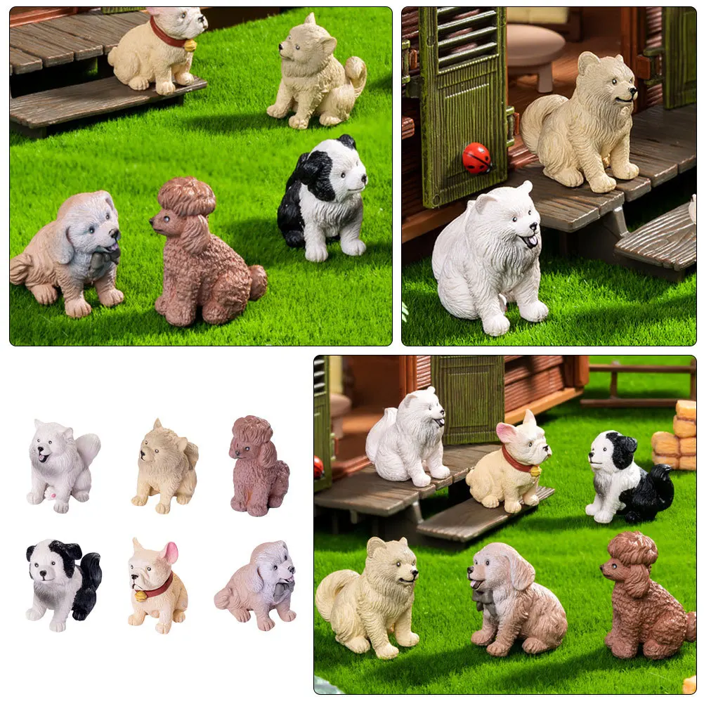 

6pcs Large Dog Creative Miniature Resin Animals Diy Home Decor Wall Hanging Ornament Cake Topper Car Display Handicraft