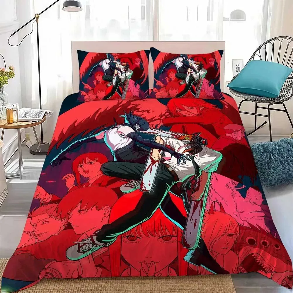 Anime C-Chainsaws Man Makima Cushion Cover Natural Single-Sided Printing Bedding Set Home Decor Gift Pillow Case