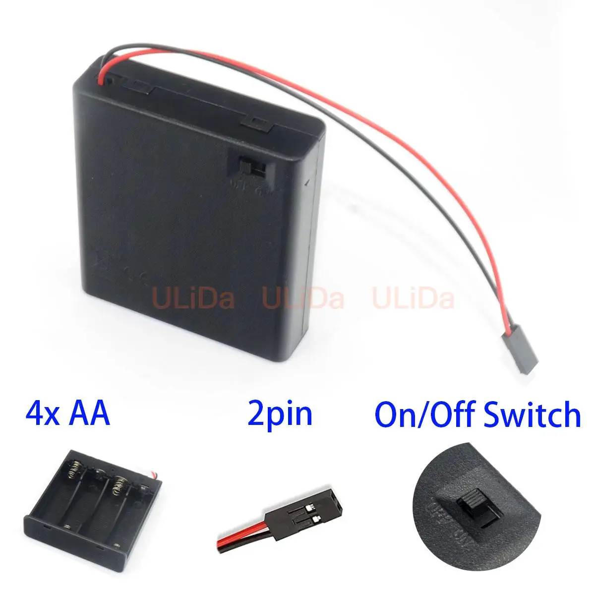 Receptor RC interruptor de encendido y apagado 4 soportes de batería AA con enchufe de 2 pines para JR FUTABA Rc barco coche Quadcopter FPV avión Drone UAV