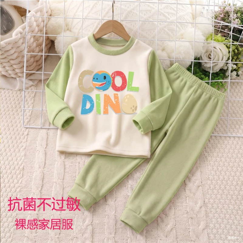 2026 autumn  new children's pajamas, soft cloud texture velvet pajamas, antibacterial and non allergic,Naked Home Clothing