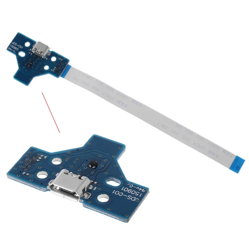 JDS-030 USB Charging Port Socket Board 12 pin Flex Ribbon Cable with Board for PS4 DualShock 4 Controller 55KC