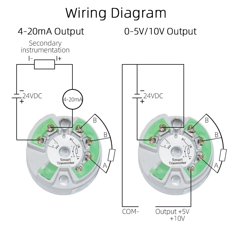 Temperature Transmitter PT100 Sensor 4-20mA 0-5V 10V Output Temperature Detection One-piece Anti-interference Temperature Sensor