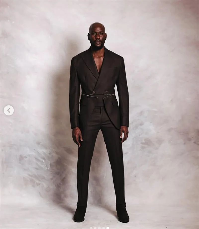 

Black zipper Men Suit Set 2 Pcs Blazer+Straight Pants Trousers Formal Office Coat Cotton Wedding Tuxedo Customized Jacket Outfit