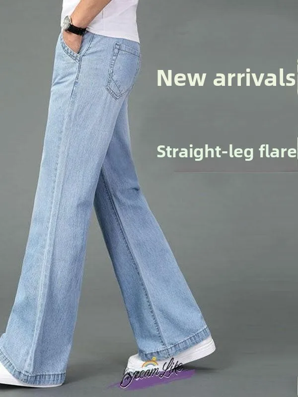 

Loose Wide Leg Men's Jeans Bell Bottom Pants Casual Summer New Style Loose Fit Straight Leg Trousers Comfortable Denim Long T...