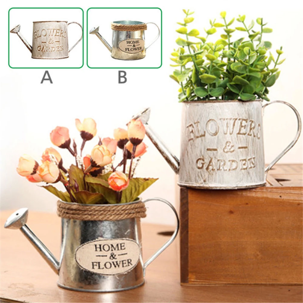 

Craft Design Retro Bucket Craft Iron Home Garden Decor Vintage Design Compact Convenient Water Injection Fitment Garden Decor