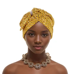 1 New Fashion Hot Gold Bow  Leopard Print Muslim Hat African Hat Head Hat Ethnic Hat