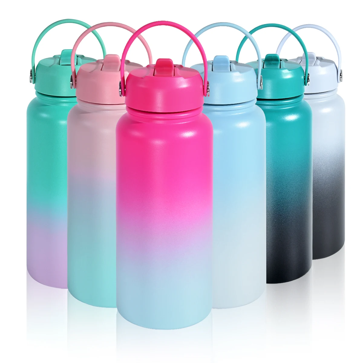 

12pcs Double Wall Insulated Stainless Steel 32oz Sport Water Flask Bottle Wholesale Available with Double Drinking Lid He