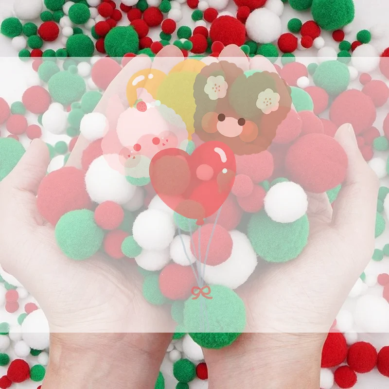 

Смешанные пушистые высокоэластичные мягкие помпоны, рождественская цветная серия, сшитые вручную детские игрушки, рождественские украшения, материал