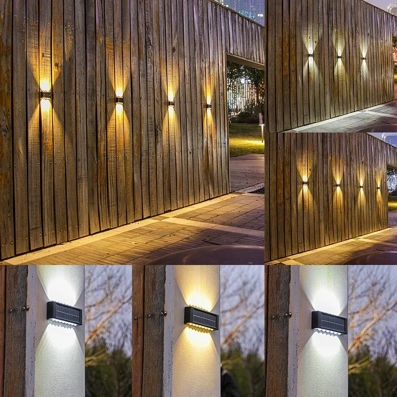 Outdoor Solar Wall Lamps LED Waterproof Up and Down Luminous Lighting Wall Lights Sunlight Powered Garden Decor Landscape Light