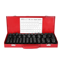 35PCS 12.5mm Air Impact Socket Set 1/2inch Drive Chrome Vanadium Steel Pneumatic Socket Kit Car Repairing Tool Kit