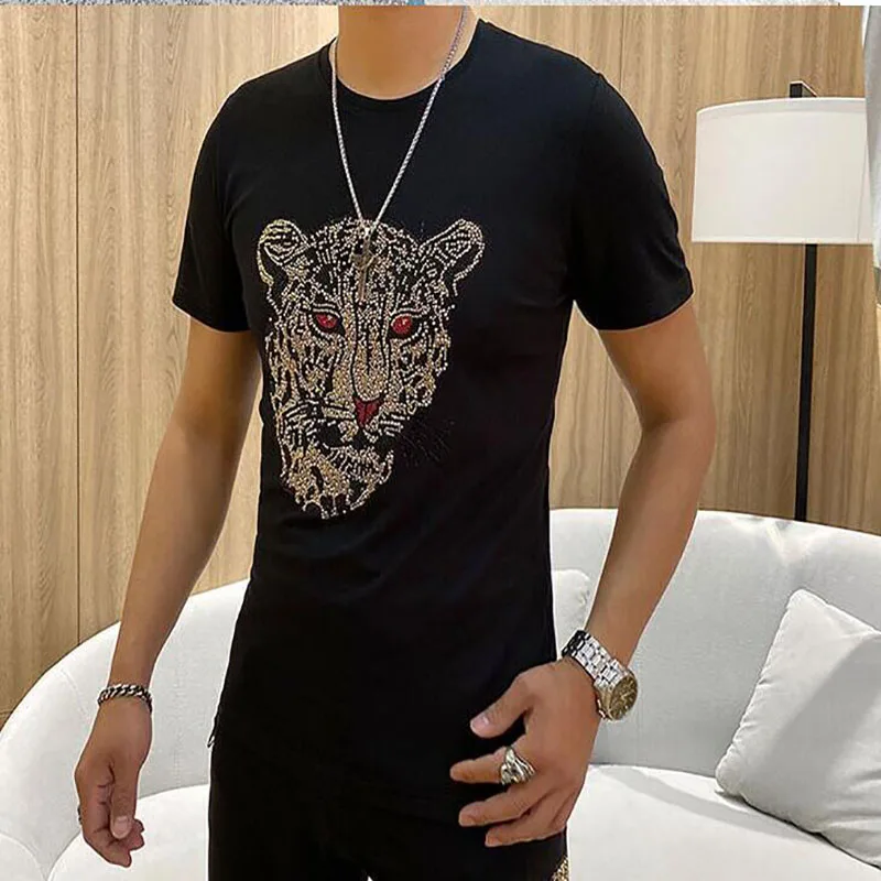 

2024 Summer Diamond stone Casual slim fit Tops tee 5XL 016