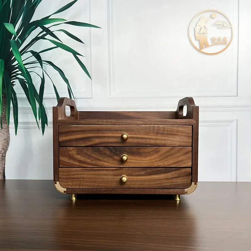 

Black Walnut Multi-Layer Jewelry Box, High-End Solid Wood Drawer, Exquisite Chinese Necklace Storage, Luxury Vanity Organizer