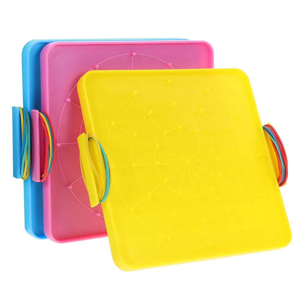 

3Pcs Student Pegboard Double Sided 16Cm Geoboard Math Manipulatives Educational Montessori Classroom Learning Aid Rubber Bands
