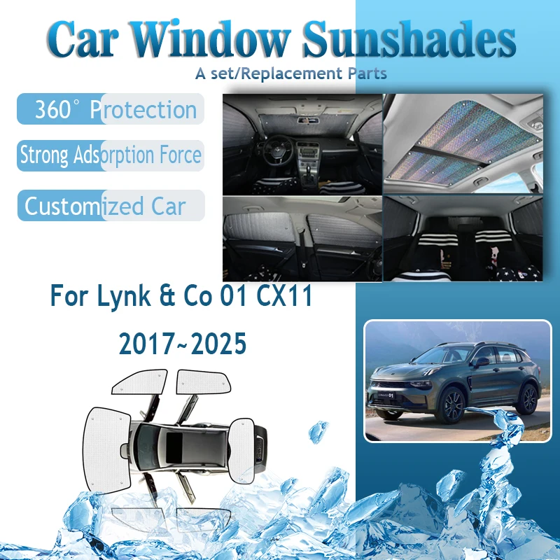 

Car Sunshade Cover For Lynk Co 01 CX11 2017~2025 Sunproof Sunscreen Window Coverage Pad Front Rear Sun Shades Cars Accessories