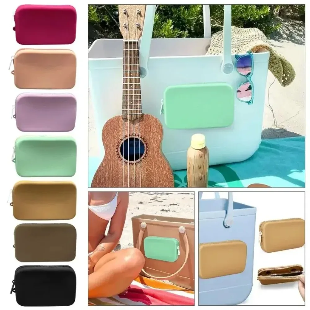 New Silicone Coin Bag Solid Color Waterproof Beach Bag Pendant Large-Capacity Zip Bag Eva Beach Bag