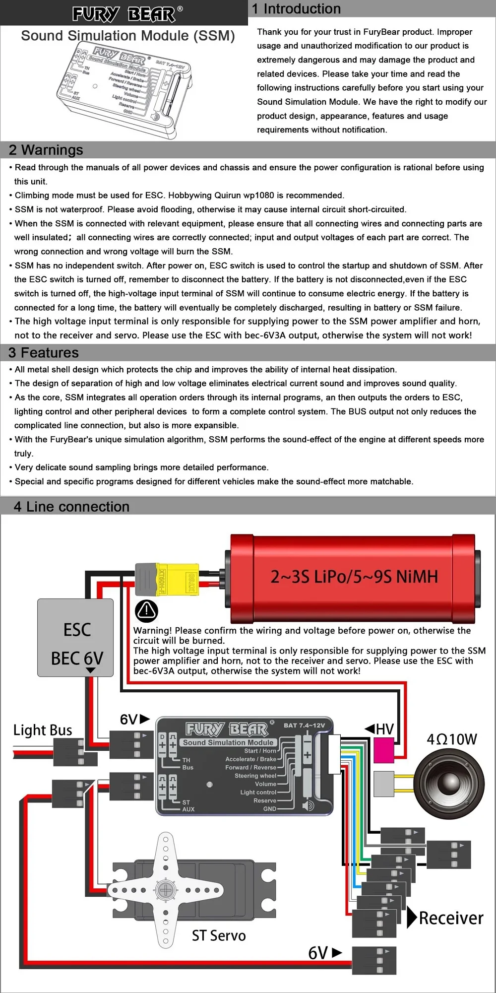 Fury Bear Sound- und Lichtsimulations-System 1/14 für Tamiya, Lesu, Scania, Man, Volvo – Autoteile, RC-LKW, Anhänger, Kipper – Detail 8