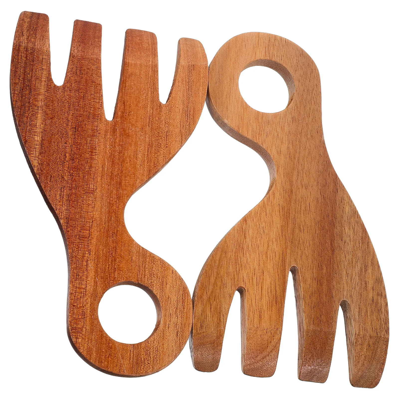 

2Pcs Wooden Salad Serving Hands Set Natural Wooden Fork Spoon for Tossing Mixing Pasta Buffet Kitchen Tools Salad Forks Claw