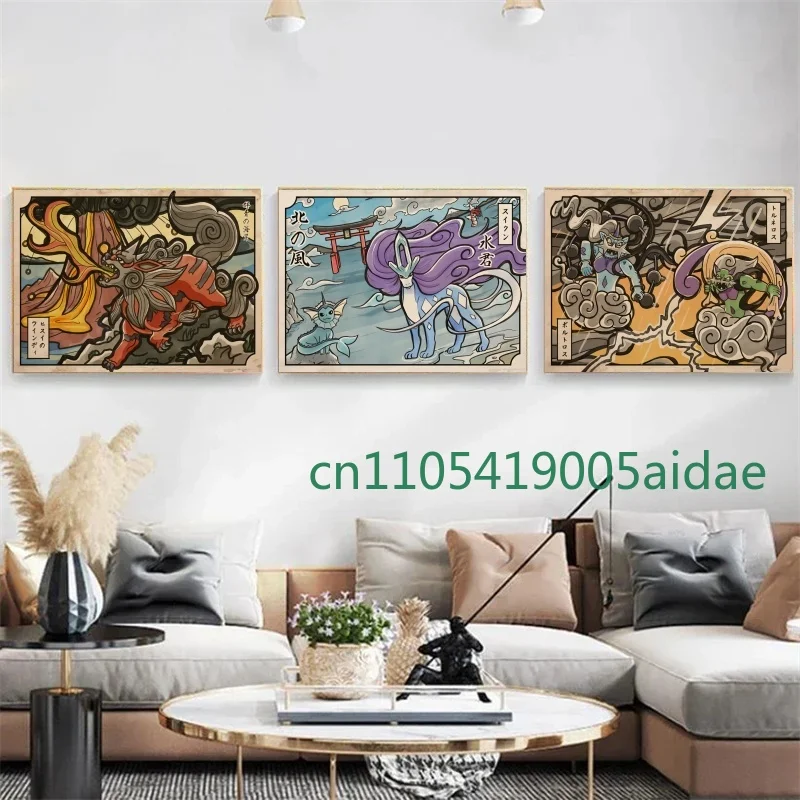 

Pokemon Vintage Style Anime Figures Pikachu Rayquaza Jirachi Posters Canvas Prints Wall Art Picture Children's Room Home Decor