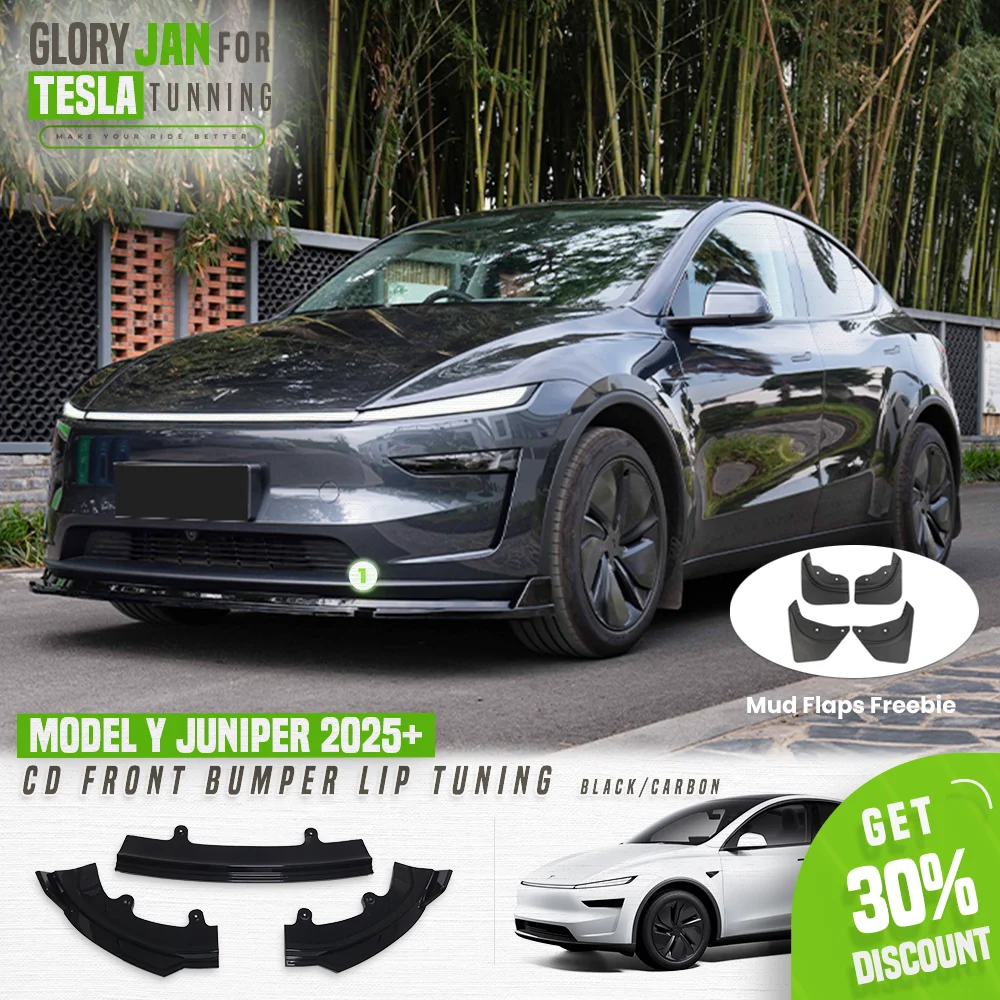 

Front Bumper Lip for Tesla Model Y 2025 Juniper CD Glossy Black Sport Body Kit Bumper Lower Lip Car Exterior Upgrade Accessory