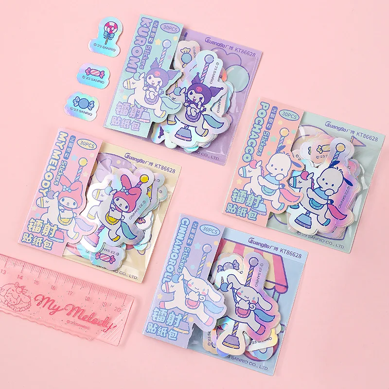 12pack/lot Sanrio Laser Stickers Cute Melody Pochacco Scrapbooking DIY Diary Decorative Sticker Album Stick Label Stationery