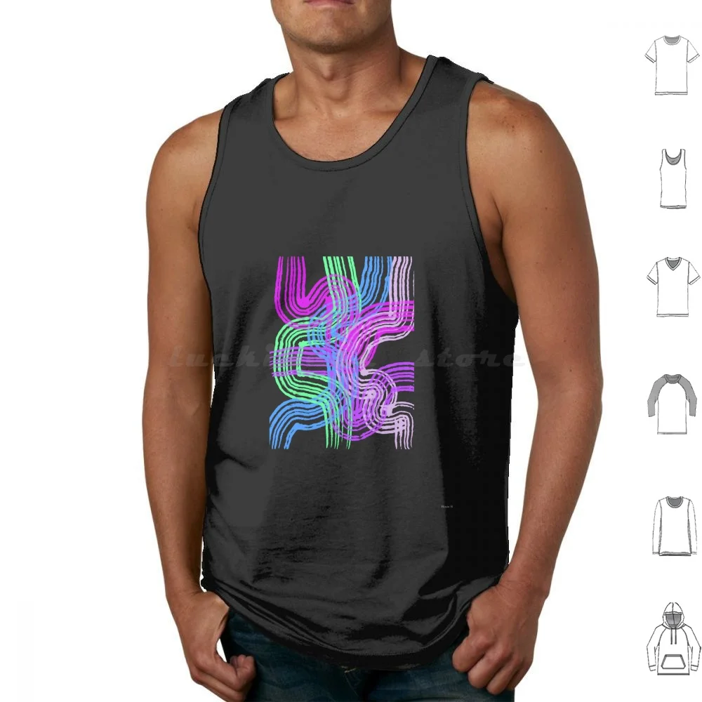 Funky Retro Pattern Design Tank Tops Vest Sleeveless Retro Pattern Bright Colourful Pink Green Purple Blue 60 S Funky