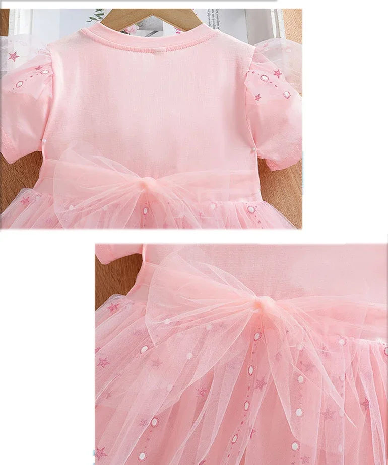 Vestido de princesa de manga corta para niñas, ropa de Disney, Frozen, disfraz de fiesta de cumpleaños para niños de 2 a 9 años, novedad de verano