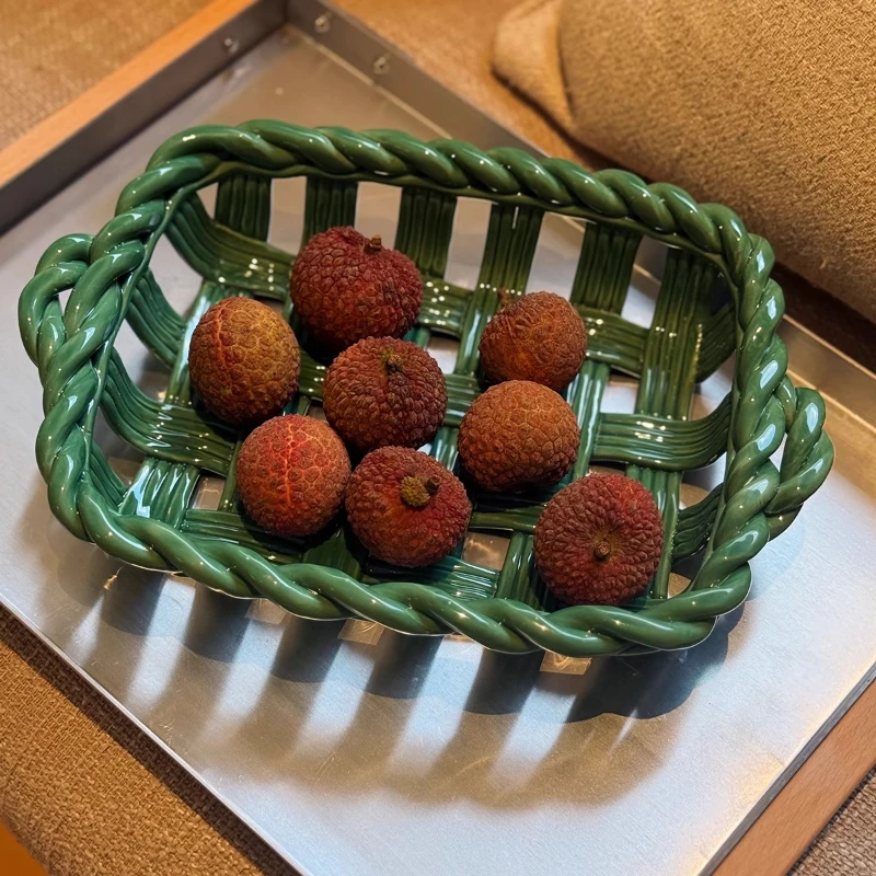 

Скандинавская бытовая керамическая тканая корзина для хранения, корзина с фруктами, украшение для хранения, продвинутая декоративная корзина