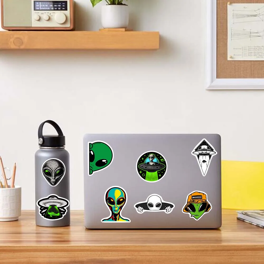 Comics ET Alien Icon Aufkleber DIY Wasserfeste Vinyl-Sticker für Scrapbook, Tagebuch, Junk Journals, Laptop, Handy, Flasche, Dekoratives Geschenk – Detail 2