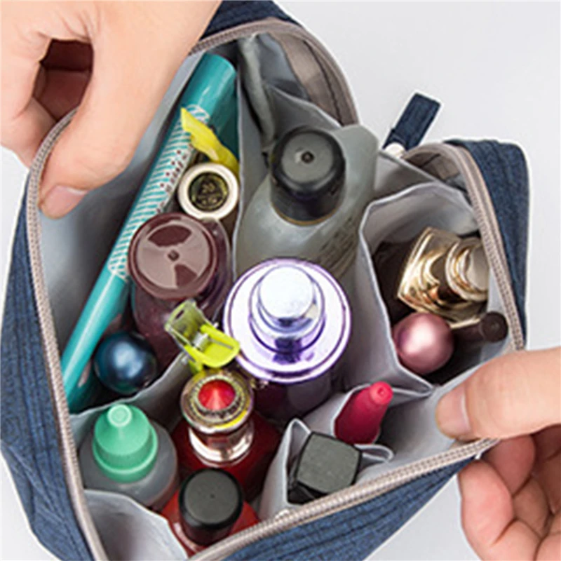 Women Cosmetic Bag Waterproof Solid Color Small Makeup Pouch Travel Wash Toiletry Storage Bag Multifunctional Organizer Purse