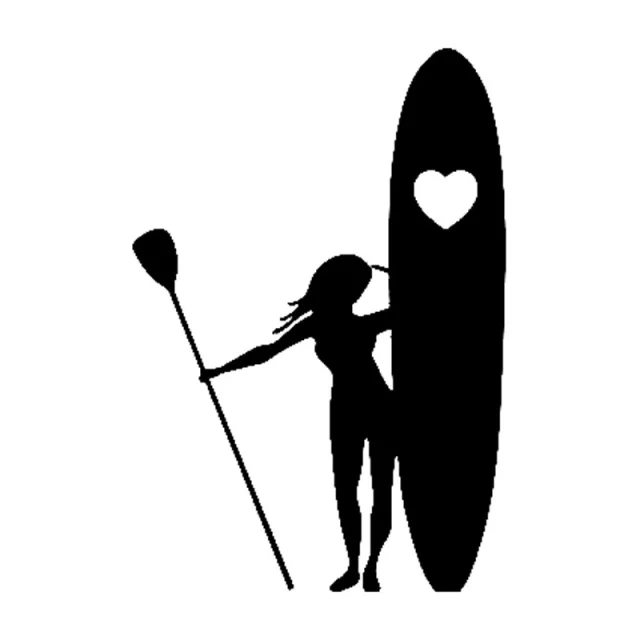 

Girl Stand Up Paddle Boarding Heart Love Stickers Car Styling Decoration 11.5cm*16.7cm