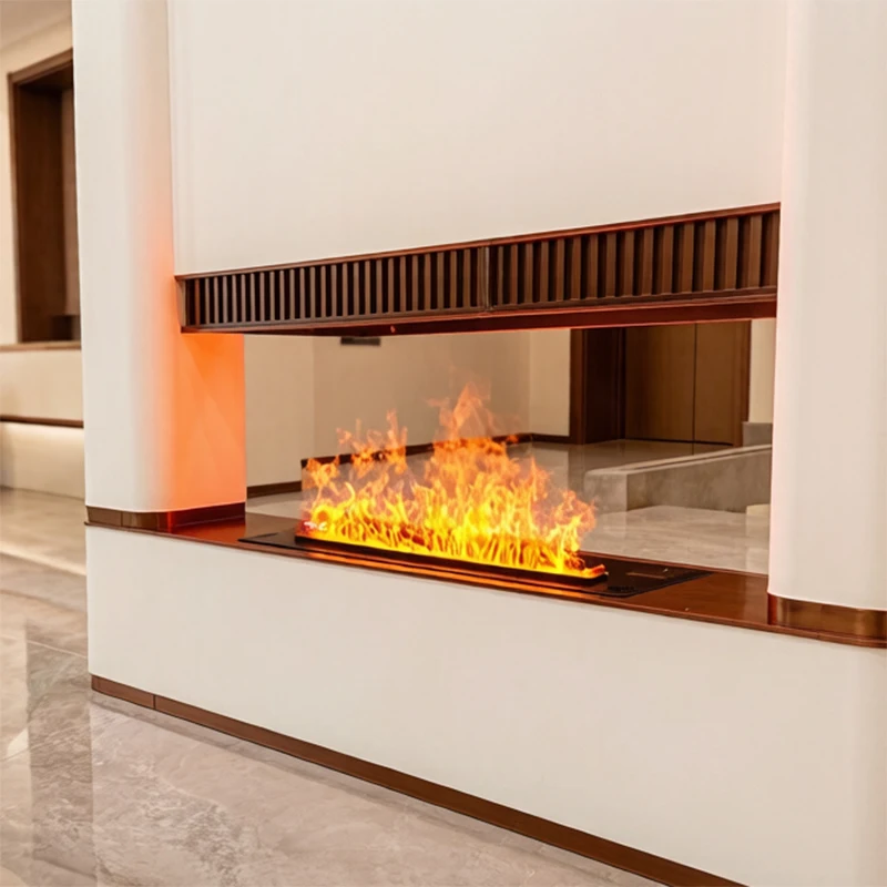 Recessed 3D Water Vapor Electric Fireplace 64 Colors LED Flame APP Remote Humidifier For Living Room Villa Home Indoor Decor