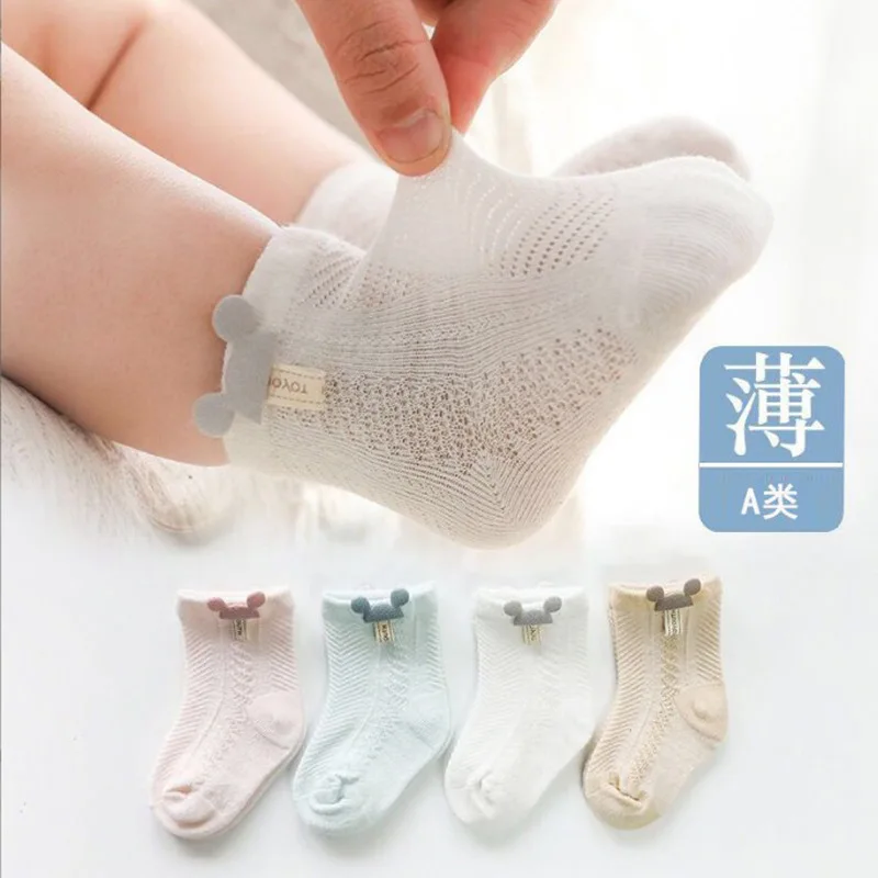Cute Kids Socks Summer Thin Mesh Sock Baby Breathable Cotton Sock Newborn Children Boys and Girls Soft Elastic Socks