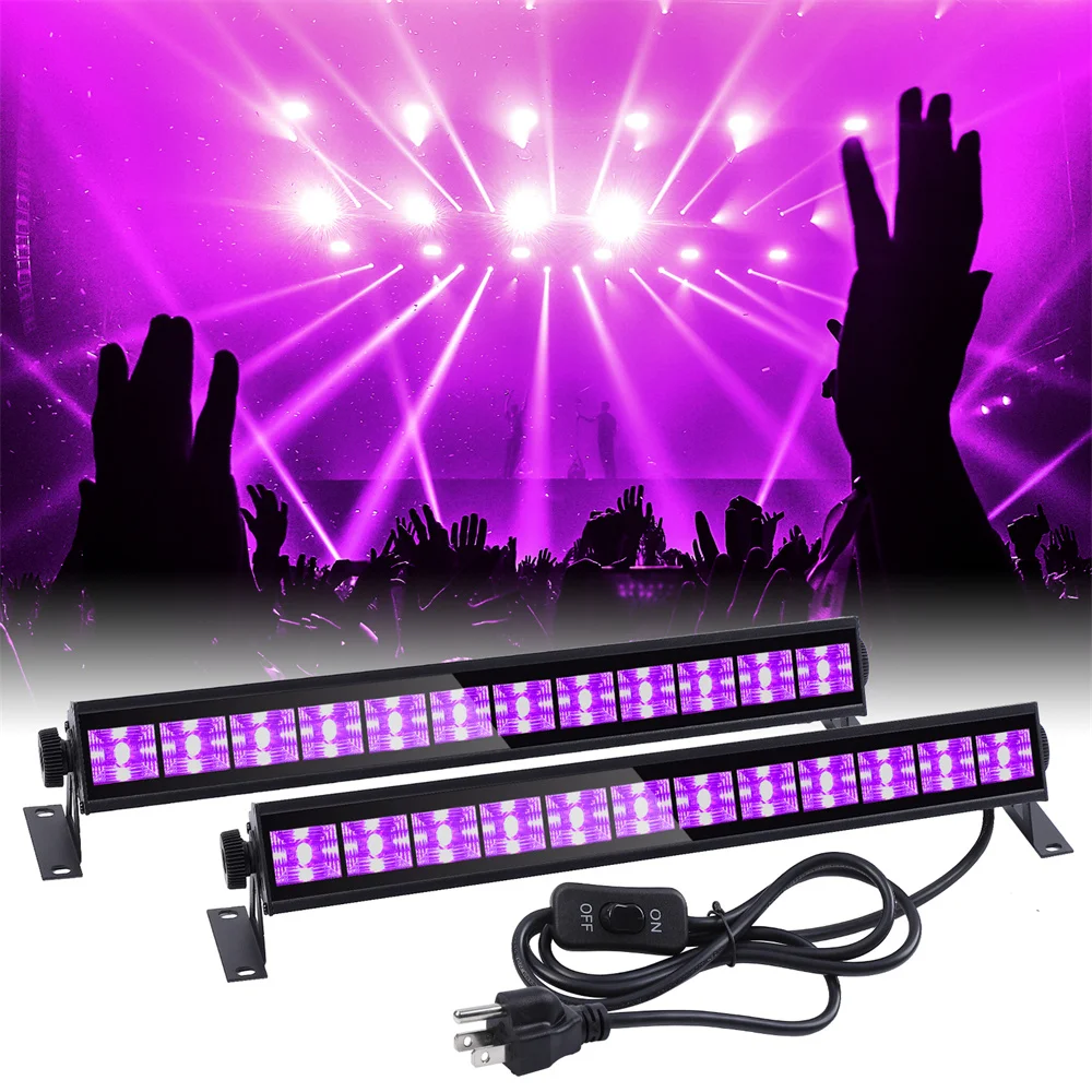 LED Black Light 36W 12 LEDs Blacklight Bar with EU Plug and Swich Stage Lighting for Halloween Lights Bedroom Decorations