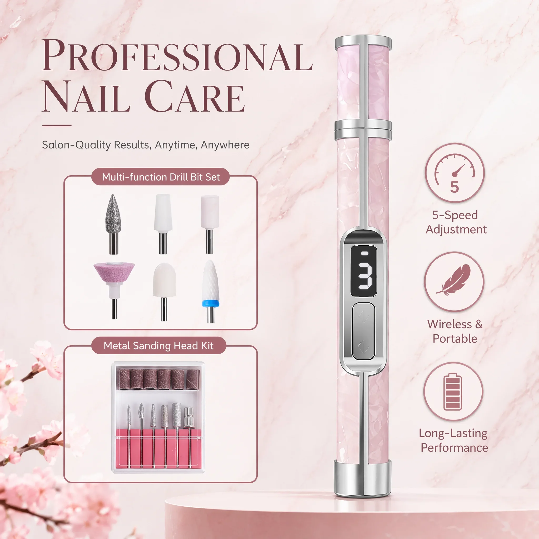 Nail art tools professional set electrical adjustment Rechargeable Electric Nail Grinder Nail Art Tools sets for Home Salon