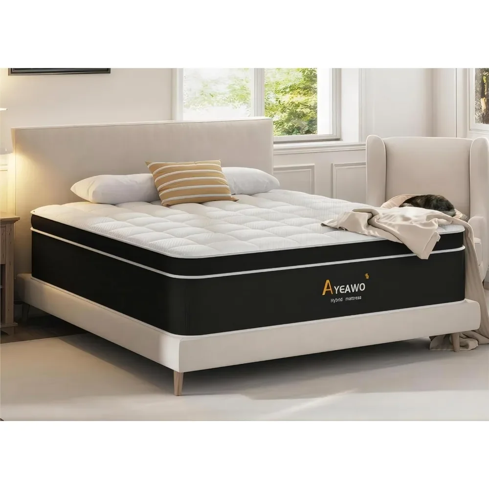 King Size Mattress, 12 Inch Firm King Mattress in a Box, with Memory Foam and Pocket Springs, Upgraded Strong Edge Support, Firm