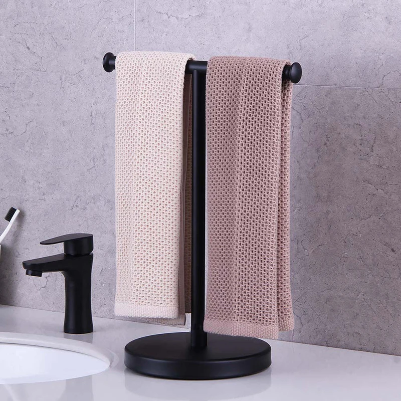 

Movable Free-Standing Hand Towel Holder Standing Tree Rack 304 Black Bath Towel Stand Bathroom Towel Hanger Vanities Countertop