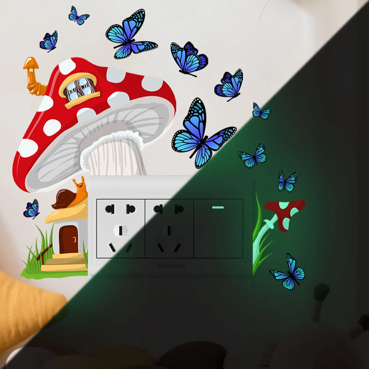Luminous Fairy Mermaid Wall Stickers Kids Bedroom Home Decor Glow In The Dark Fairy Butterfly Decal Stickers Switch Wallpaper
