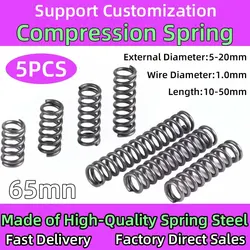 5PCS Compression Spring Y-Type Return 65MN Strong Spring Pressure Springs Wire Diameter1.0mm Outside Diameter 5-20mm