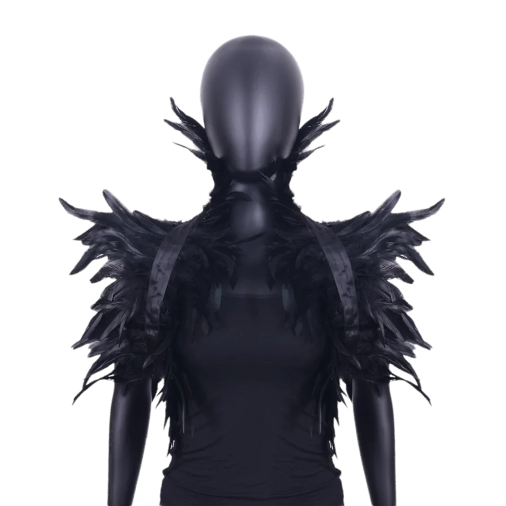 

Neck Wrap Luxury Feather Shawl Halloween Retro Adjustable Feather Shrug Shawl Gothic Punk Shoulder Fake Collar Cosplay Party