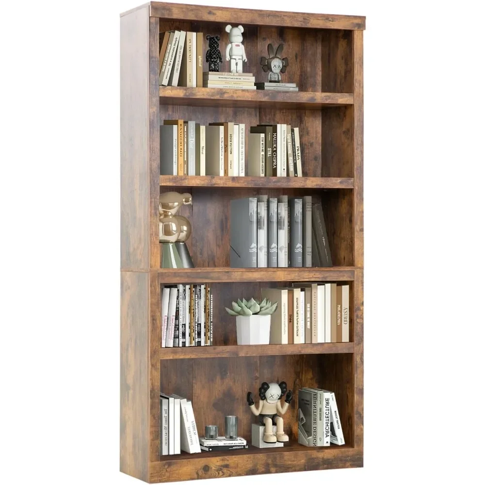 

5-Tier Bookshelf Wood Bookshelf for Organized and Easy Access Storage in Living Room, Bedroom, Kids Room, Office or Study